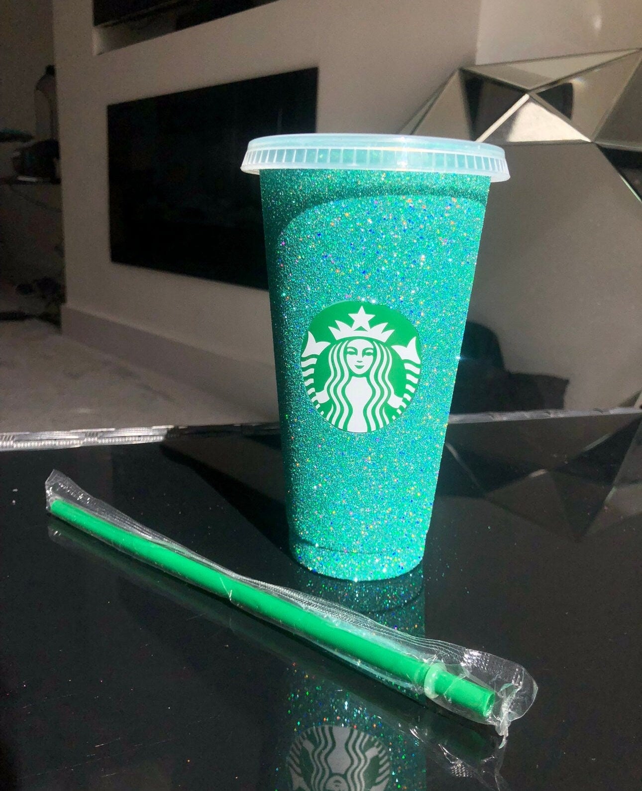 Non-Transferable Starbucks Glitter Tumbler Cup With Lid & Straw Pink Blue Green Gold Red Easter