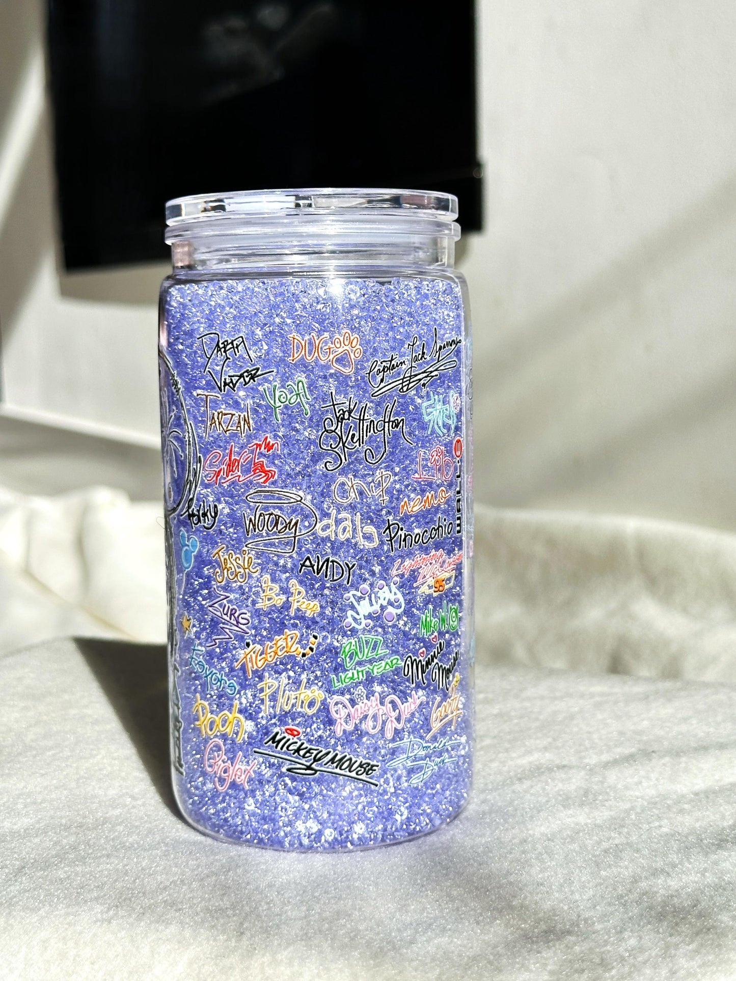 Disney Signiture Double Wall Crystal Tumbler Cups with Clear Straw 16oz Charater Personalised (Pre-order)