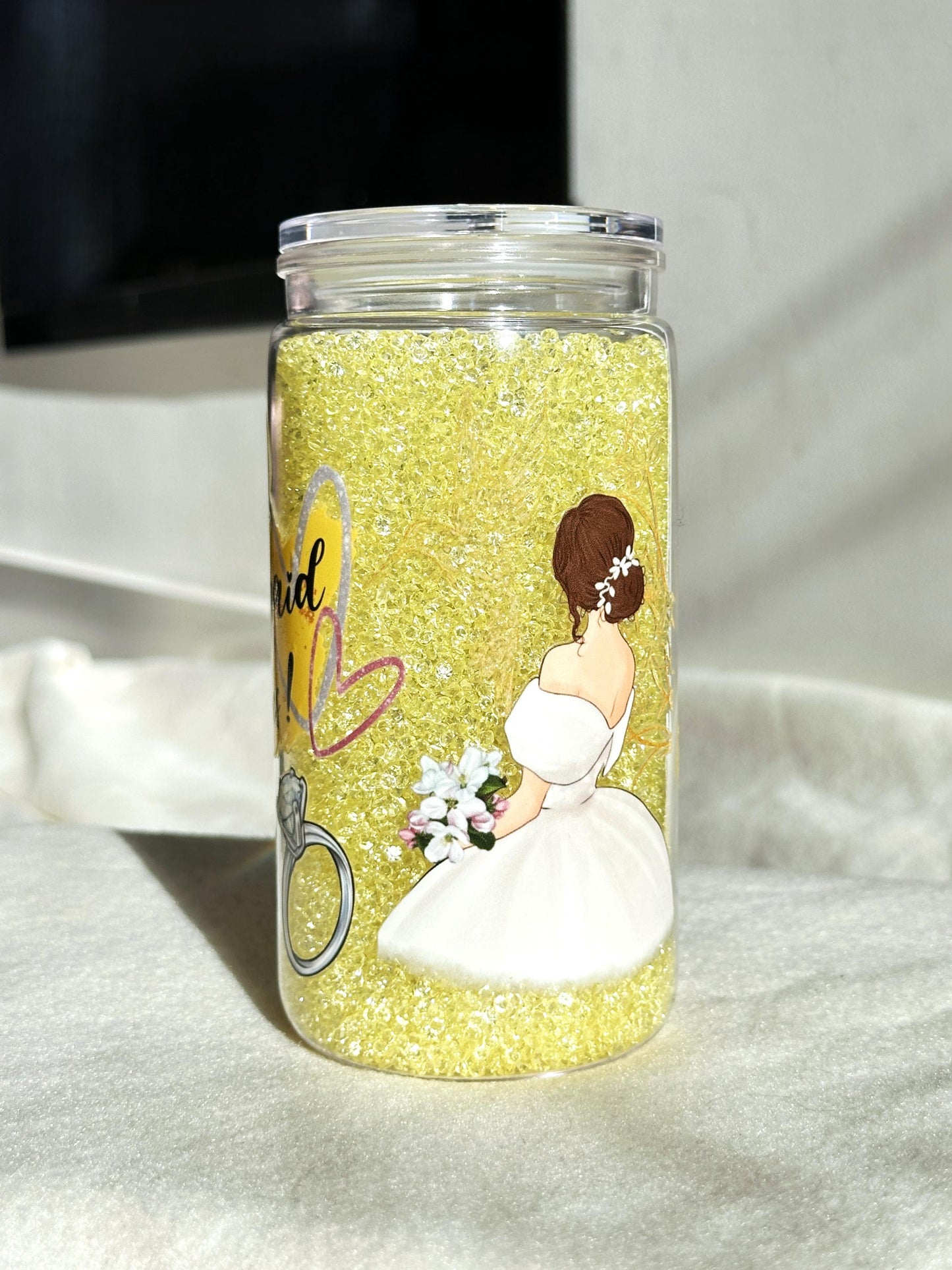 Double Wall Crystal Tumbler Cups with Clear Straw 16oz Proposal Marriage Wedding Bridal Shower Gift Personalised (Pre-order)