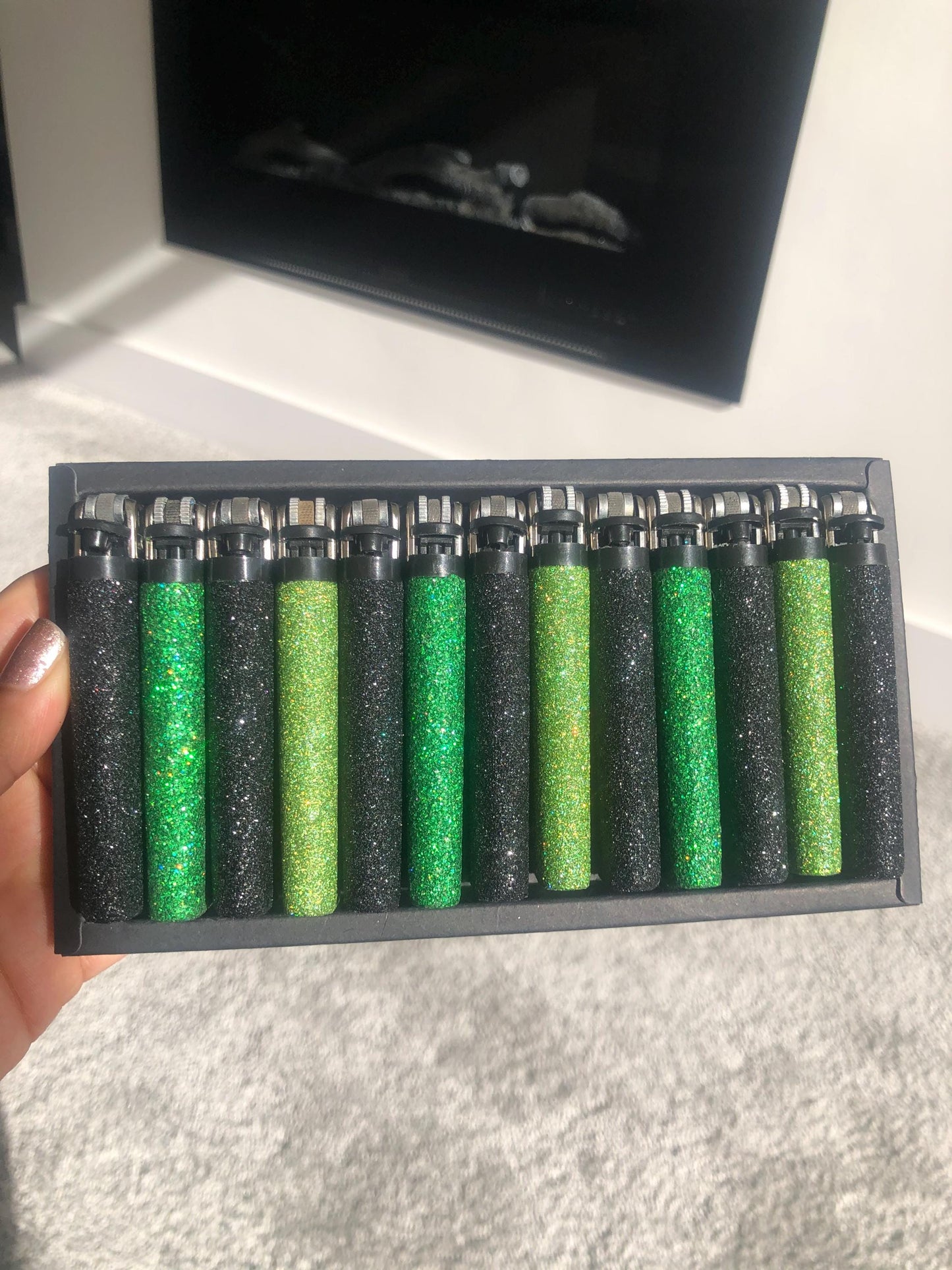 Glitter Lighter Set of 11 Rainbow Multicolour Gift Set for Candle Pink Blue Green Purple Gold Black Silver Holographic Bling Gift For Her