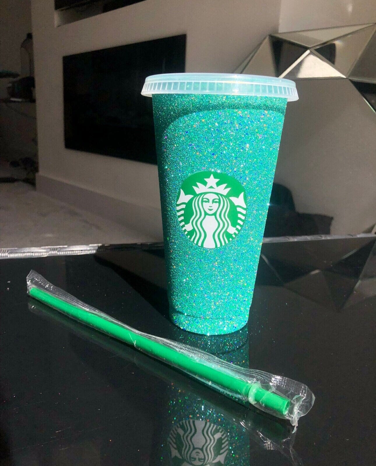 Non-Transferable Starbucks Glitter Tumbler Cup With Lid & Straw Pink Blue Green Gold Red Easter