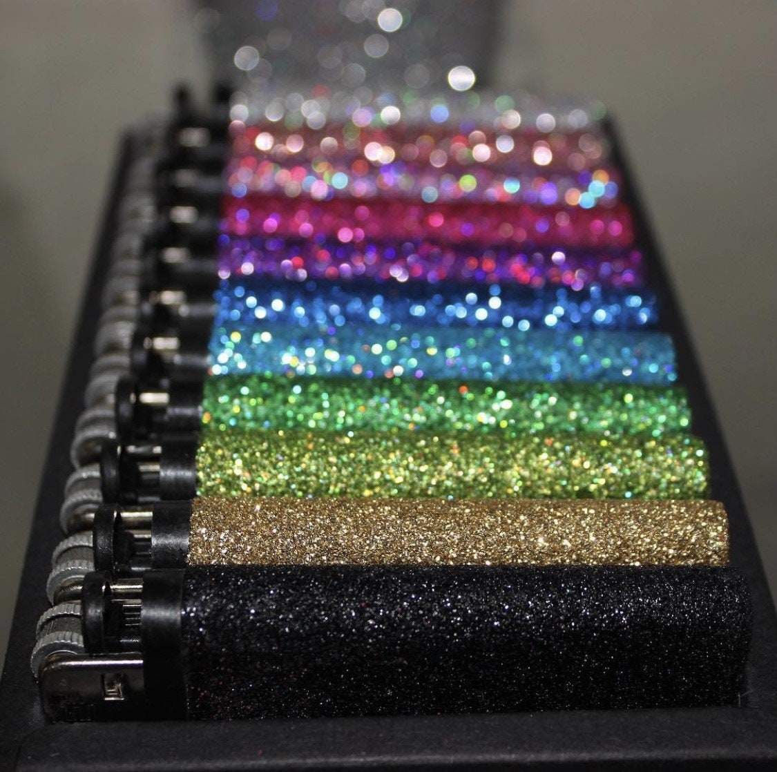 Glitter lighter Blue/Green/Pink/Purple/Gold/Silver Gift Filler Summer Bling Festival