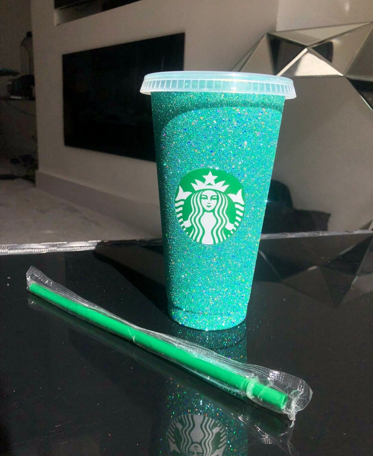 Non-Transferable Starbucks Glitter Tumbler Cup With Lid & Straw Pink Blue Green Gold Red Easter