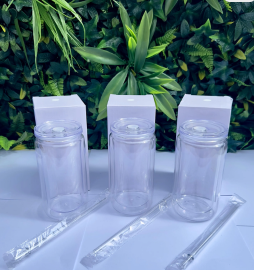 x3 DIY Snowglobe Tumbler with Pre Drilled Holes 16oz Tumbler Fillable for Personalised Handmade DTF Vinyl Designs Gift