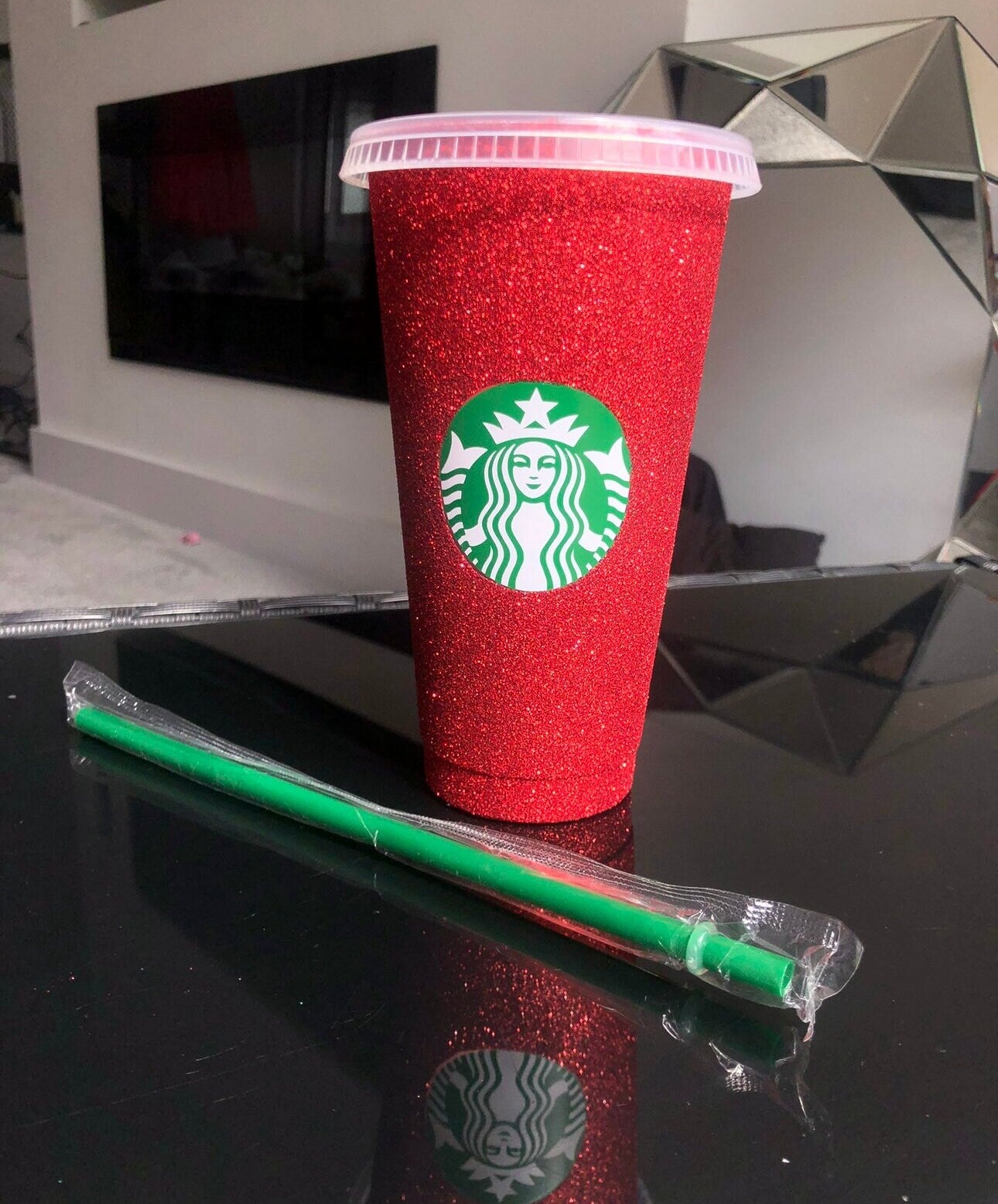 Non-Transferable Starbucks Glitter Tumbler Cup With Lid & Straw Pink Blue Green Gold Red Easter