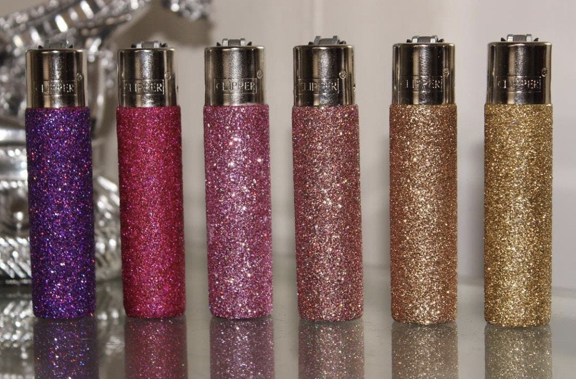 Refillable glitter lighter gift box filler wedding party favours pink blue purple green gold silver black red
