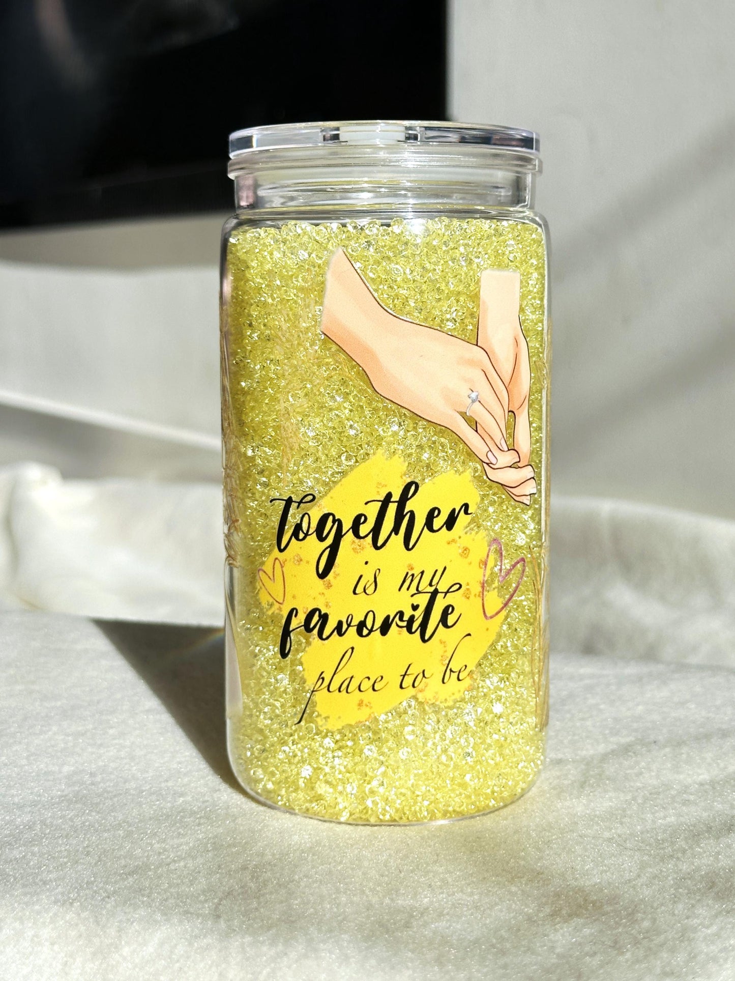 Double Wall Crystal Tumbler Cups with Clear Straw 16oz Proposal Marriage Wedding Bridal Shower Gift Personalised (Pre-order)