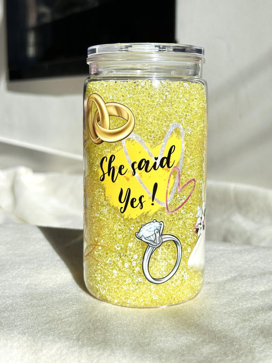 Double Wall Crystal Tumbler Cups with Clear Straw 16oz Proposal Marriage Wedding Bridal Shower Gift Personalised (Pre-order)