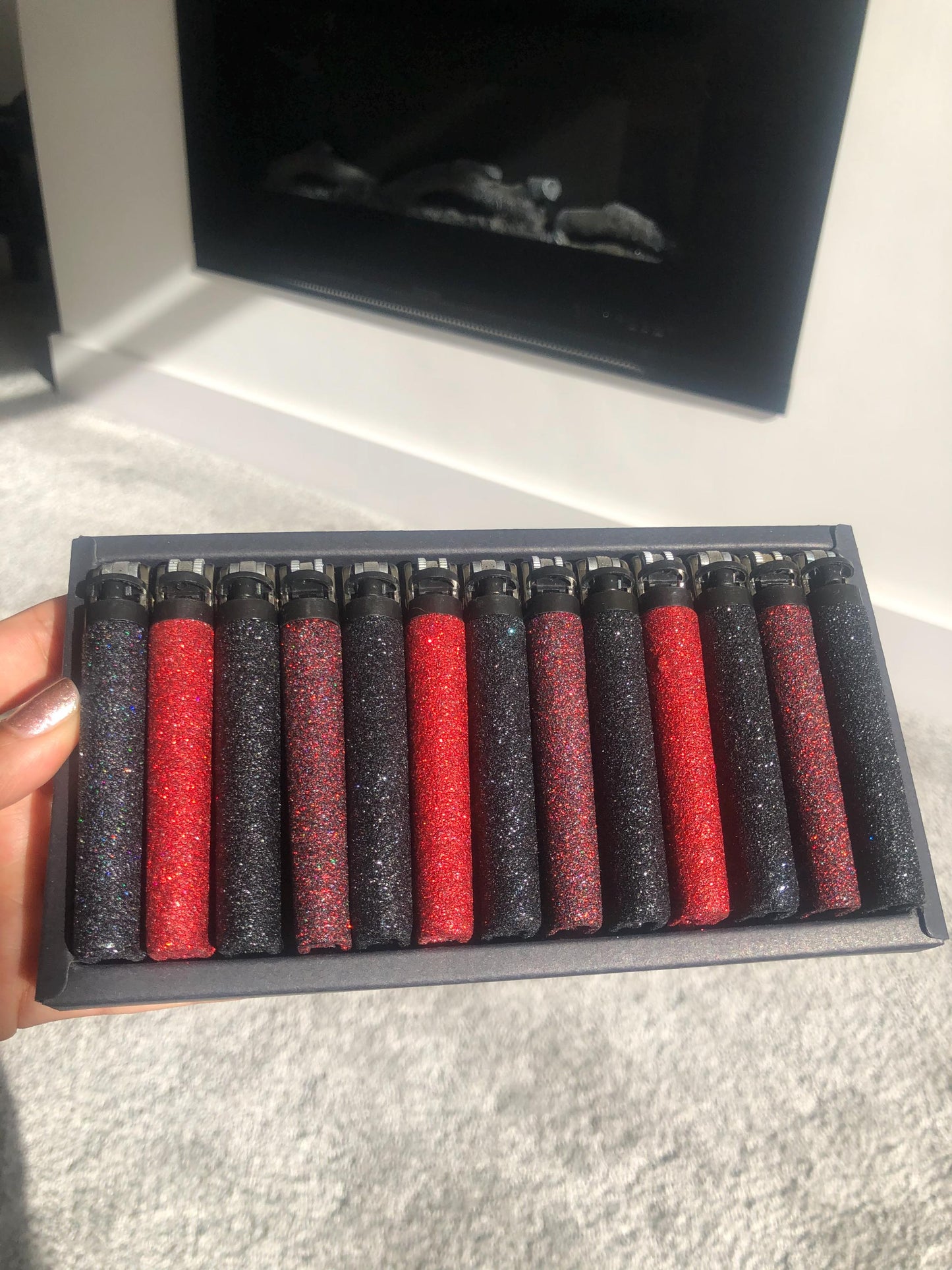 Glitter Lighter Set of 11 Rainbow Multicolour Gift Set for Candle Pink Blue Green Purple Gold Black Silver Holographic Bling Gift For Her