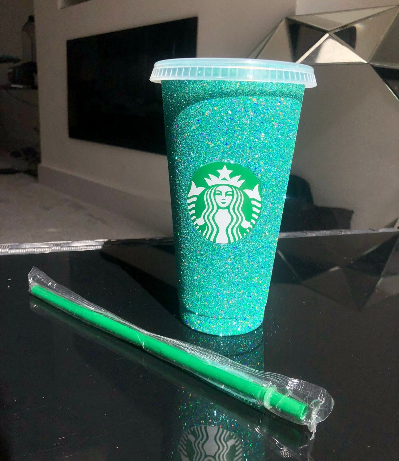 Non-Transferable Starbucks Glitter Tumbler Cup With Lid & Straw Pink Blue Green Gold Red Easter