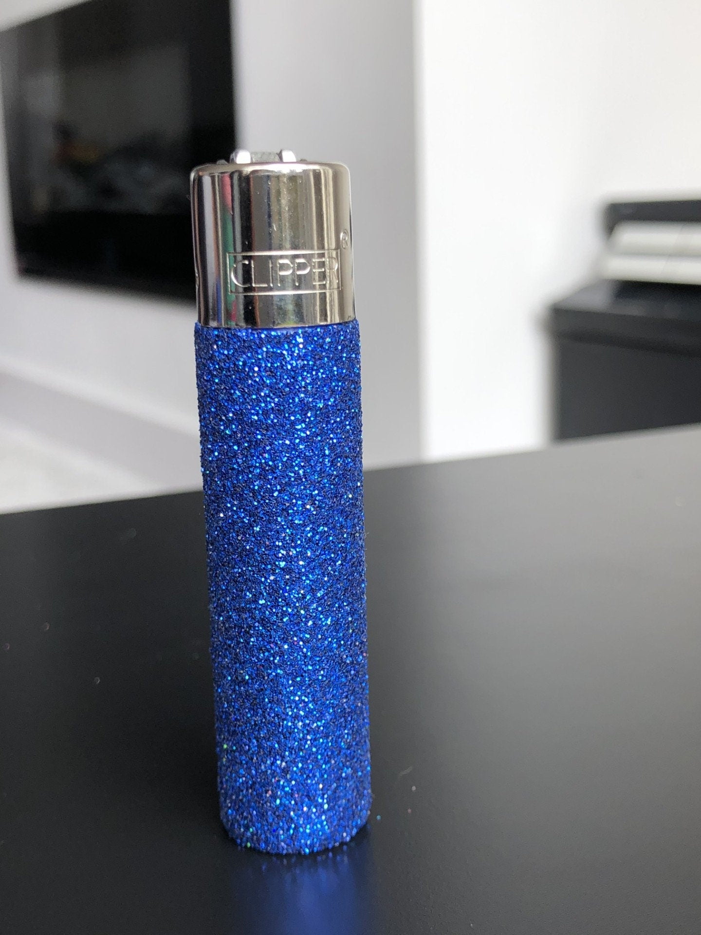 Refillable glitter Clipper lighter pink blue purple green gold silver black red
