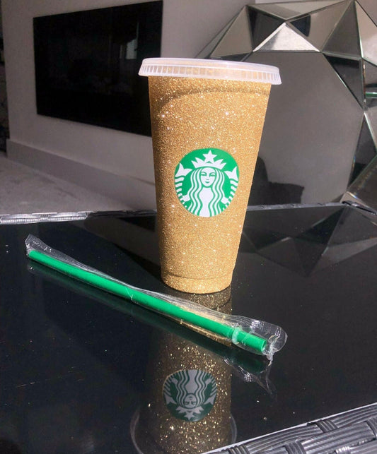 Non-Transferable Starbucks Glitter Tumbler Cup With Lid & Straw Pink Blue Green Gold Red Easter