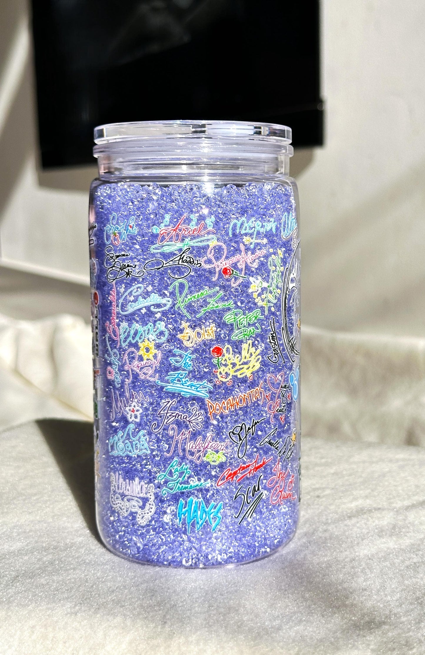 Disney Signiture Double Wall Crystal Tumbler Cups with Clear Straw 16oz Charater Personalised (Pre-order)