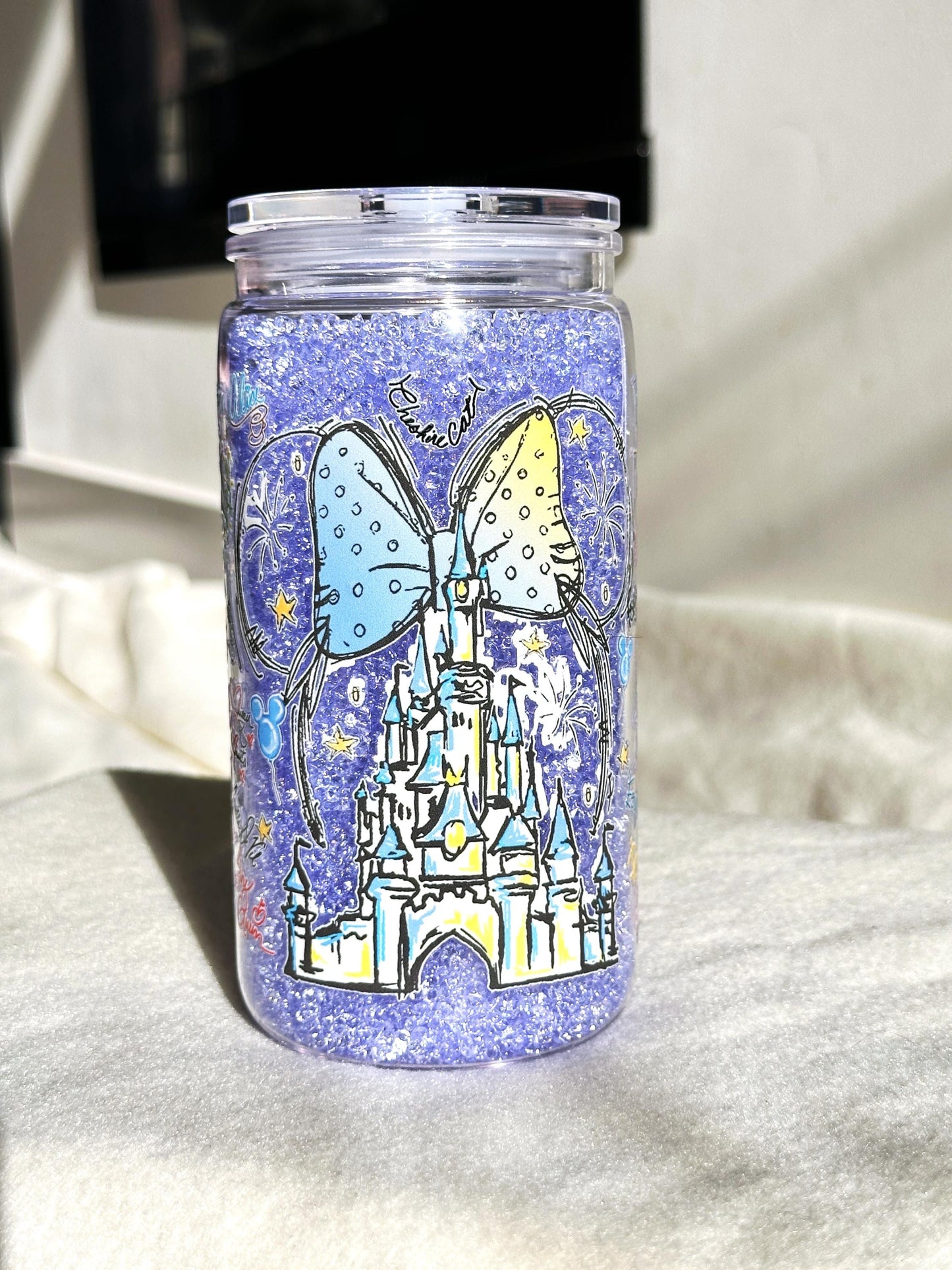 Disney Signiture Double Wall Crystal Tumbler Cups with Clear Straw 16oz Charater Personalised (Pre-order)