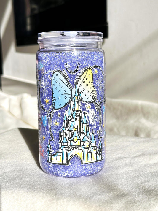 Disney Signiture Double Wall Crystal Tumbler Cups with Clear Straw 16oz Charater Personalised (Pre-order)