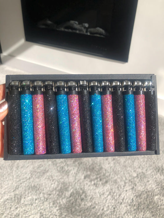 Glitter Lighter Set of 11 Rainbow Multicolour Gift Set for Candle Pink Blue Green Purple Gold Black Silver Holographic Bling Gift For Her