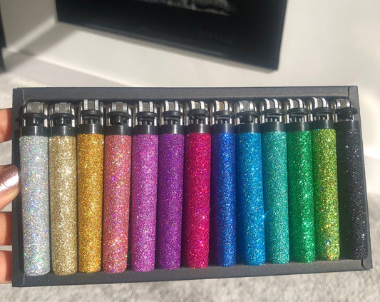 Glitter Lighter Set of 11 Rainbow Multicolour Gift Set